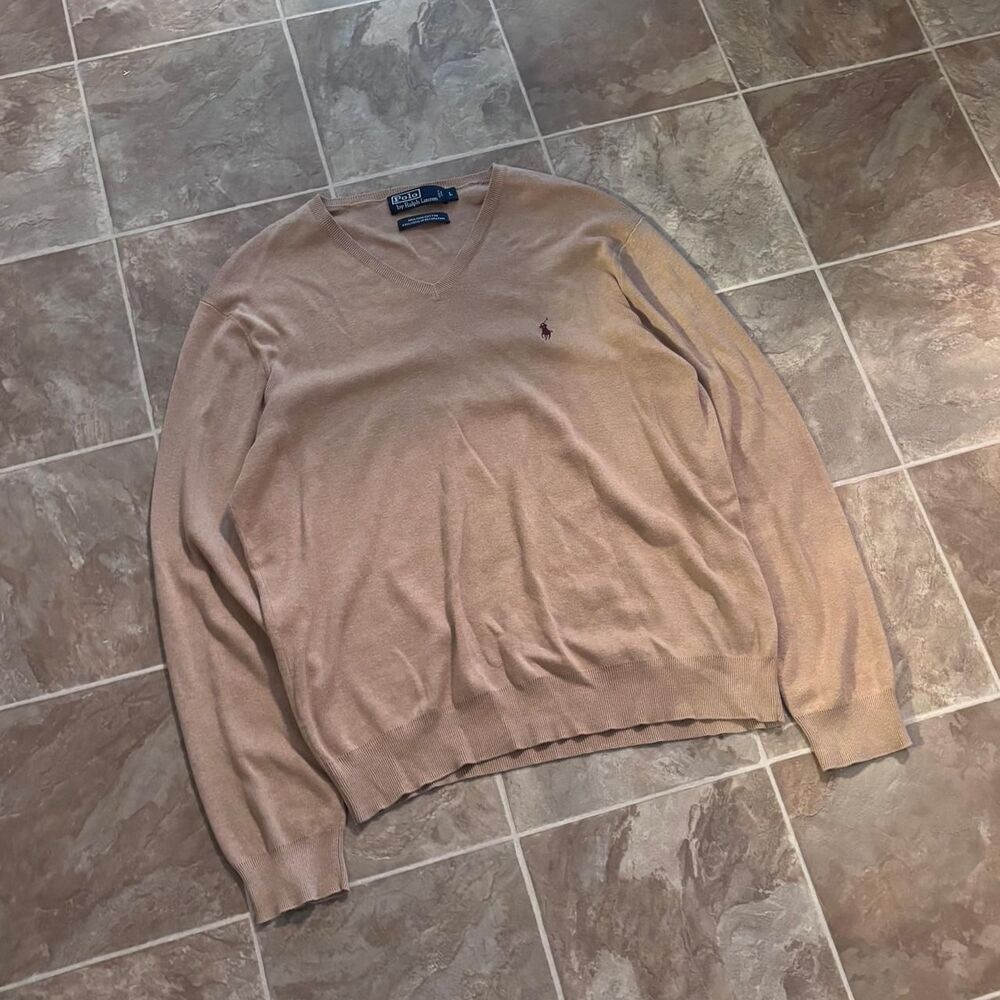Vtg 2000s Polo Ralph Lauren V-neck Pima Cotton Sweater, no flaws, Size: L